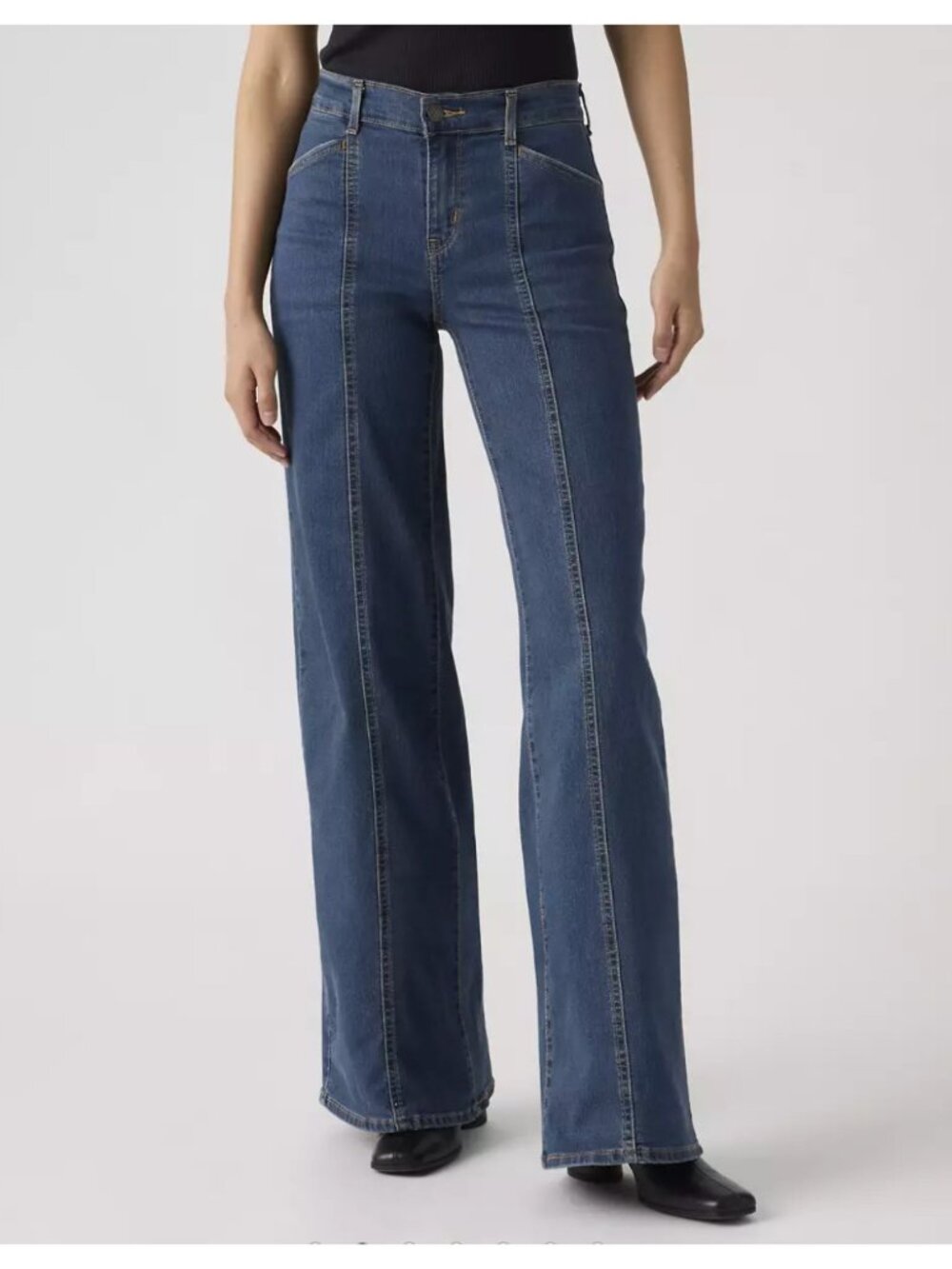 New Levi's 28x32 318 Seamed Wide Leg Women's Jeans Is It Denim Dark Wash - Picture 2 of 6